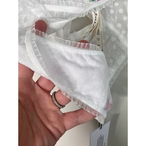 For Love and Lemons Rainbow Floral Embroidered High Waist Lace Panty White L NWT - Picture 4 of 8